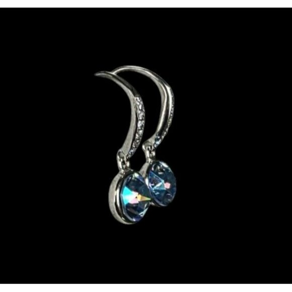 New Tocara Sterling Silver Earrings DiAmi Crystal Blue Faceted Gem Josette Hook - Picture 7 of 13